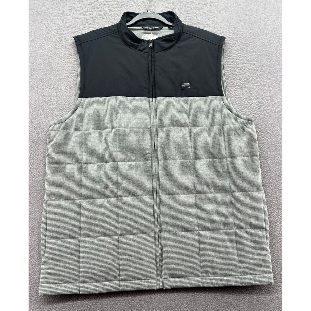 Travis Mathew Vest Men's XL Black Grey Pebble Beach Golf Quilted Full Zip NWT